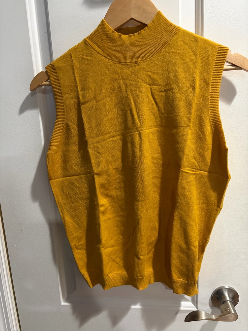 Sleeveless Mock Neck Knit Top - Mustard Yellow